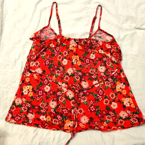 CANDIES floral ruffle tank top orange:crimson color sizeL preowned - Picture 3 of 6
